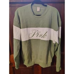 Pink By Victoria's Secret Green White Sweatshirt Size Large